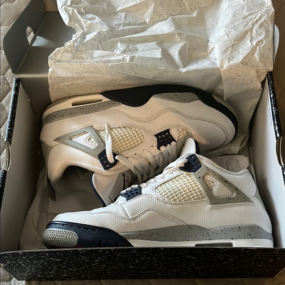 Men's White and Blue Sneakers